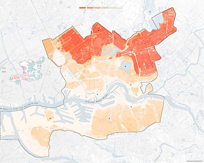 mapa subida nivel del mar Rotterdam