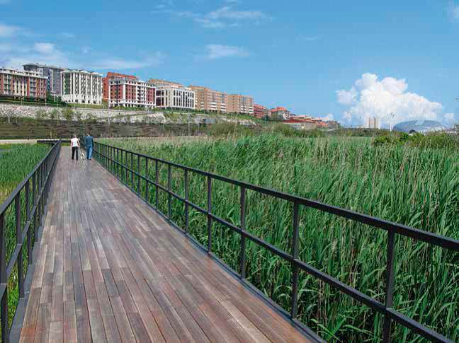 pasarela peatonal en parque natural de Santander