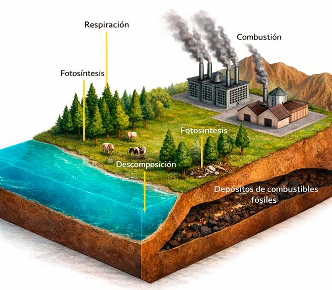 Conexion ciclo del oxigeno y del carbono