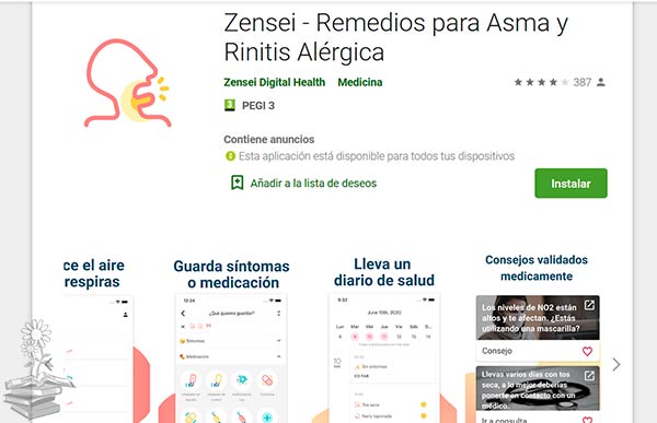 app Zensei alergias