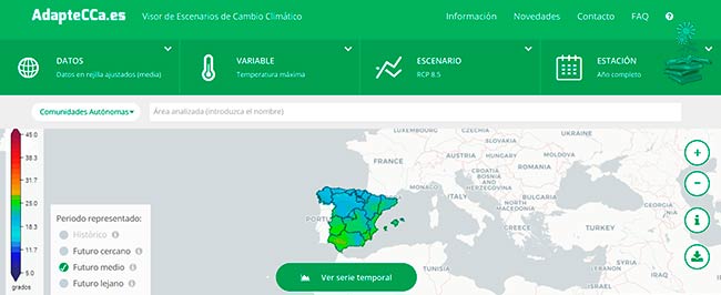 mapa visor de escenarios de cambio climatico