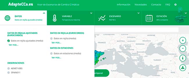 Datos Visor de escenarios de cambio climatico 