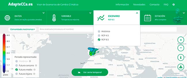 Escenario Visor de escenarios de cambio climatico