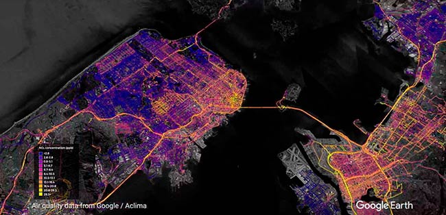 mapa calidad del aire coches Google Street View