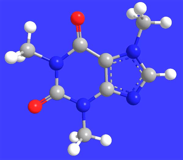 molecula 3D Cafeina para que sirve