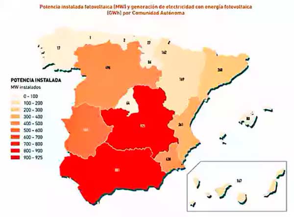 mapa energia solar en España