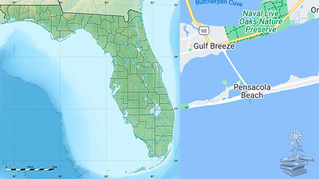 mapa Pensacola Beach, recogida de muestras