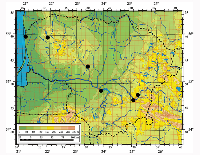 Figura 2 de mapa de cuadrícula sobre la distribución de Celastrus orbiculatus en Lituania