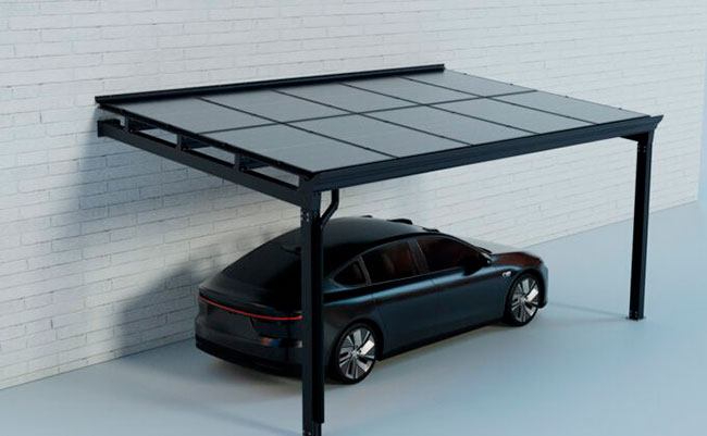 Column Type Solar Carport Against Wall