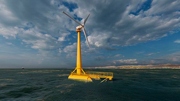aerogenerador marino sobre plataforma flotante
