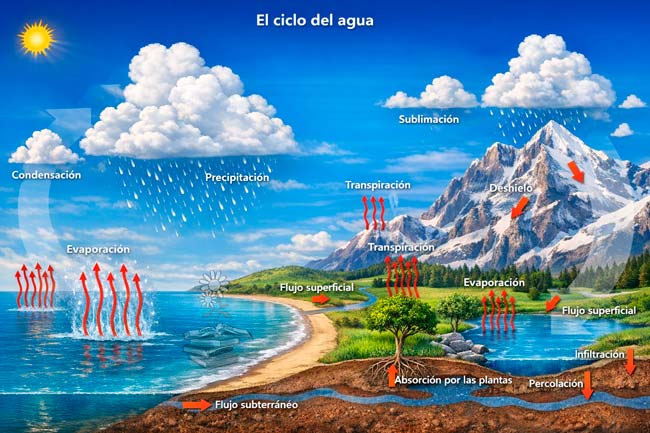 diagrama del ciclo del agua maqueta