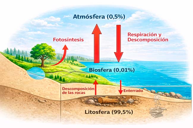 Resumen ciclo del oxígeno esquema etapas