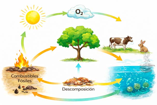 Ciclo del oxígeno esquema