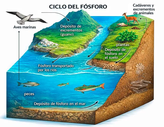 ciclo del fosforo en el agua
