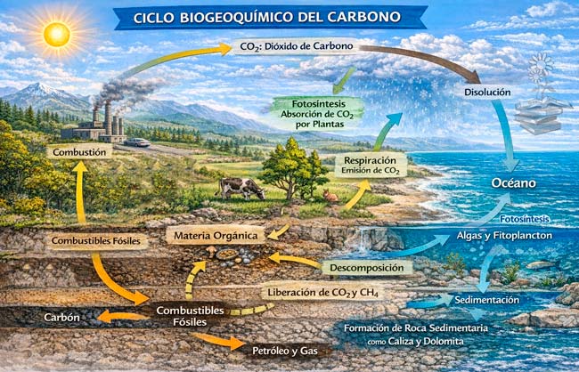 Ciclo del carbono esquema