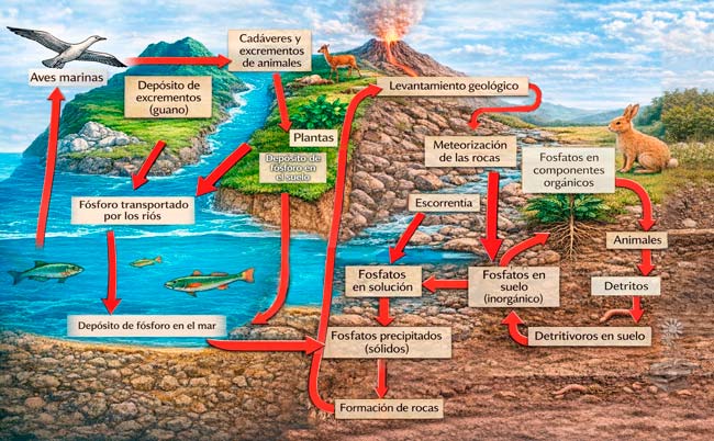 esquema ciclo del fósforo completo