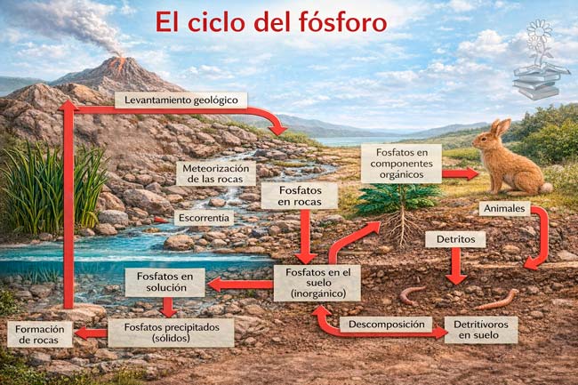 ciclo del fósforo esquema