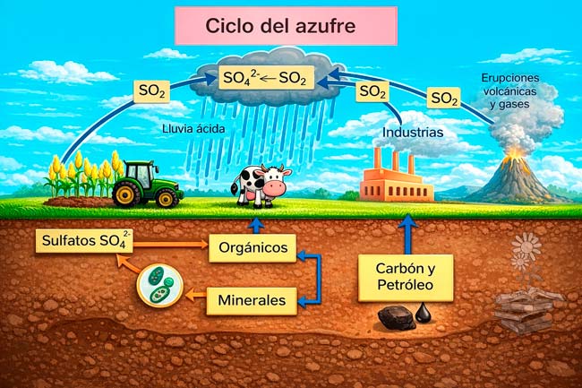 Dibujo del ciclo del azufre