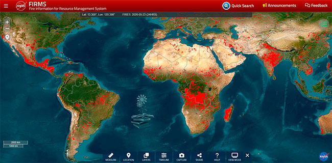 mapa incendios forestales activos en el mundo