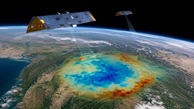 Satélites usados para estimar cambios en el almacenamiento de agua subterránea mediante gravimetría