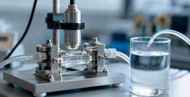 Sistema experimental de ultrasonidos utilizado para separar microplásticos suspendidos en agua